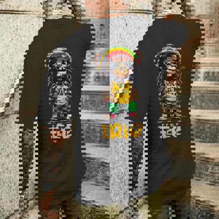 Irie テディベア ジャマイカ ラスタ ルーツ レゲエ メンズTシャツ バックプリント 彼への贈り物