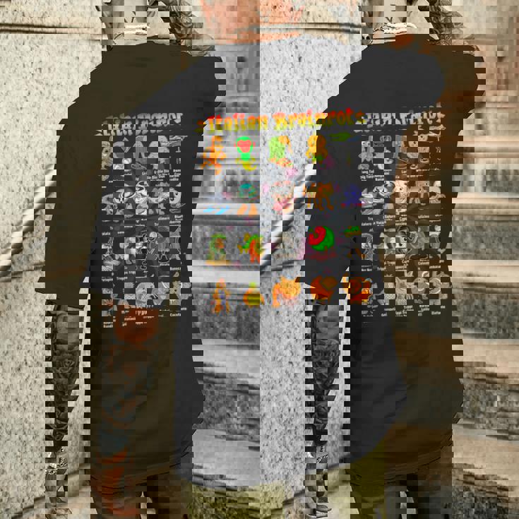 Italian Brainrot 面白いイタリアンブレインロットミームキャラクター メンズTシャツ バックプリント 彼への贈り物