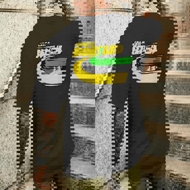 Jamaica Bobsled レトロなボブスレー チーム ジャマイカの国旗 メンズTシャツ バックプリント 彼への贈り物