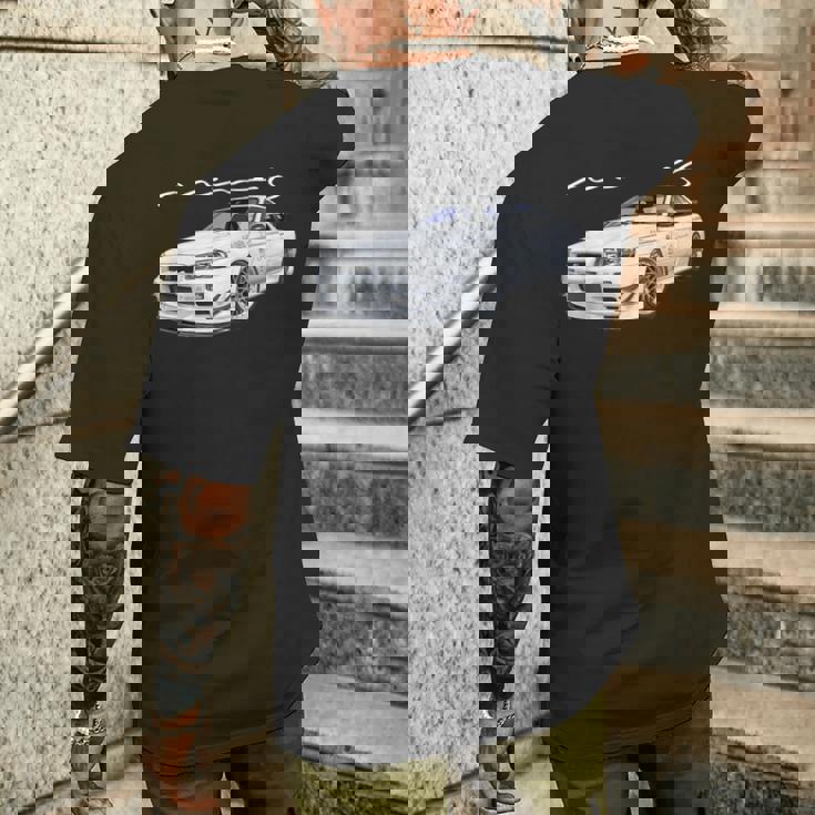 Jdm Car R34-Spec Ii Rb26kyline Mine's-Spec N1 メンズTシャツ バックプリント 彼への贈り物