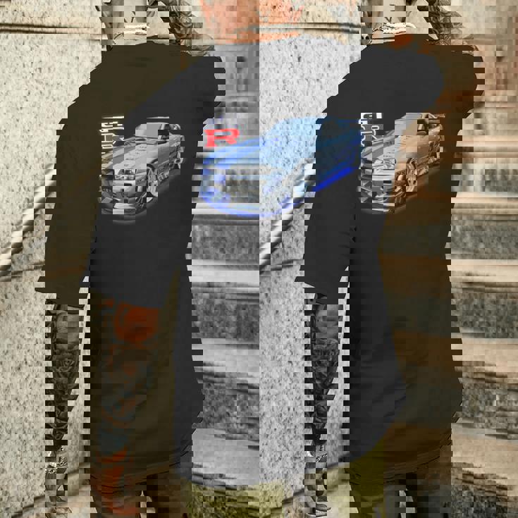 Jdm Car-Spec Kv2 シルバー Bnr34 レース メンズTシャツ バックプリント 彼への贈り物