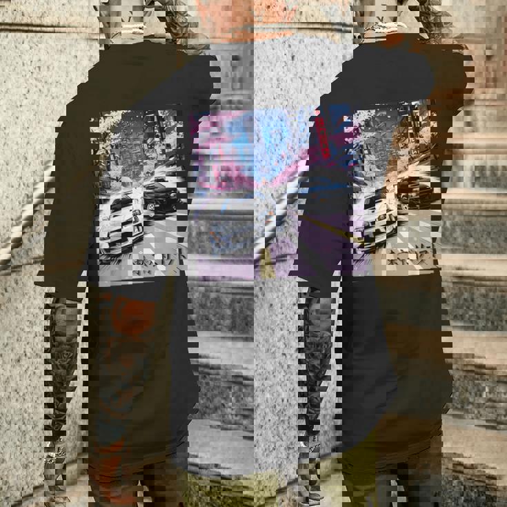 Jdm レースカーズ 東京ストリート ドリフト アニメ風 桜 メンズTシャツ バックプリント 彼への贈り物