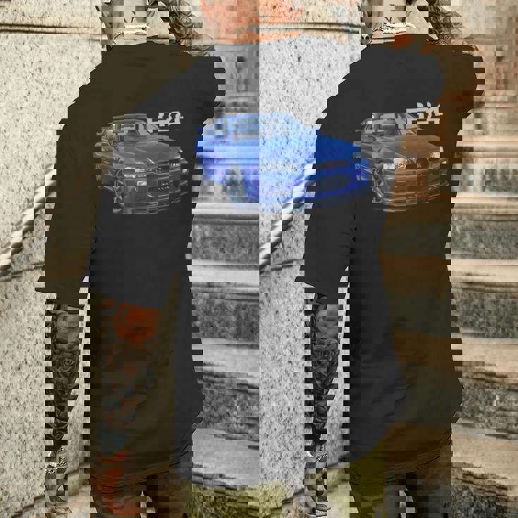 Jdm 車 R34 ベイサイド ブルー-Spec Ii メンズTシャツ バックプリント 彼への贈り物