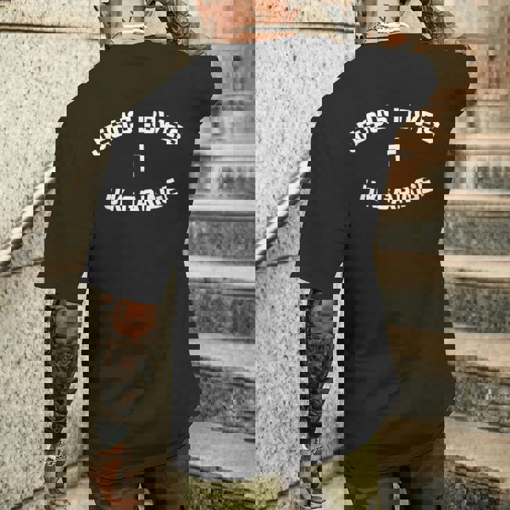 Jesus Loves Uk Garage メンズTシャツ バックプリント 彼への贈り物