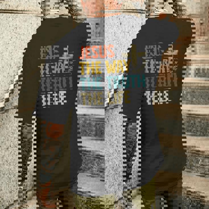 Jesus The Way The Truth The Life クリスチャン 信者 キリスト メンズTシャツ バックプリント 彼への贈り物