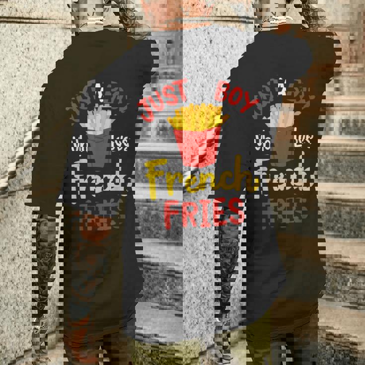 Just A Boy Who Loves French Fries フライドポテト じゃがいも ヴィーガン メンズTシャツ バックプリント 彼への贈り物