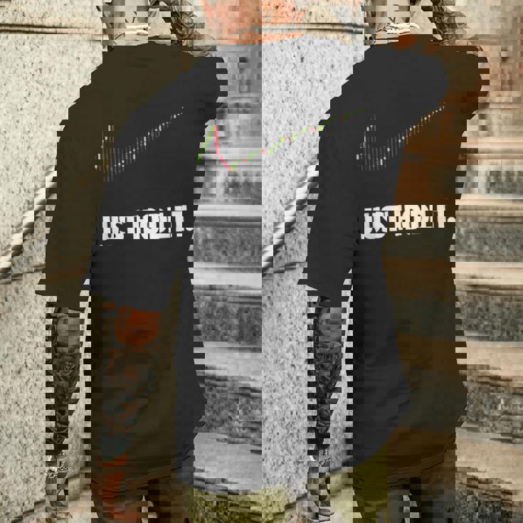 Just Hodl It、クリプトシャツ、暗号通貨、ビットコイン、ドッジ メンズTシャツ バックプリント 彼への贈り物