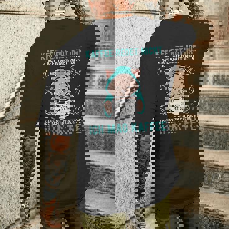 Kaffee Redet Nicht Kaffee Jammert Nicht Cat 諺 メンズTシャツ バックプリント 彼への贈り物