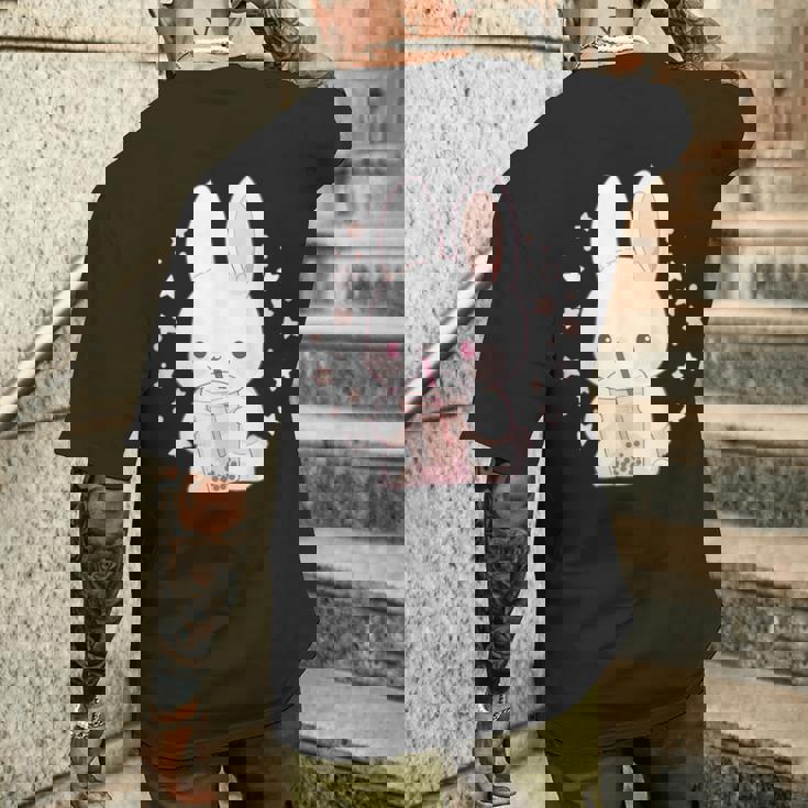 Kawaii Rabbit Drink バブルティー ウサギ ボバ メンズTシャツ バックプリント 彼への贈り物