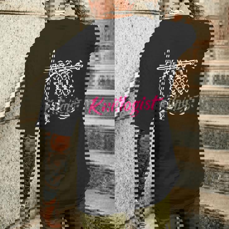 Knitlogist おもしろ編み物 メンズTシャツ バックプリント 彼への贈り物