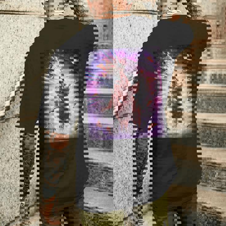 Laser Eyespace Cat ナマケモノ ラマ レインボー メンズTシャツ バックプリント 彼への贈り物