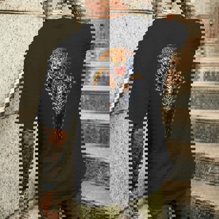 Leaping Tiger。強者だけが生き残る。 メンズTシャツ バックプリント 彼への贈り物