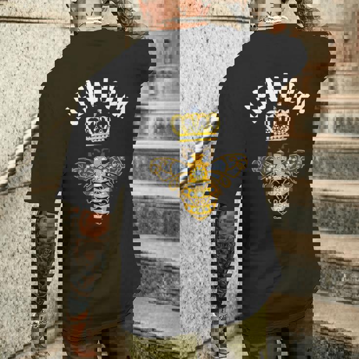 Lennon Name Lennon 誕生日プレゼント 女王冠 蜂 レノン メンズTシャツ バックプリント 彼への贈り物