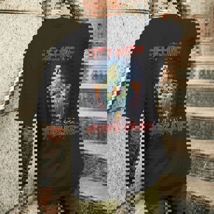 Let's Watch ホラー映画 おもしろハロウィンホラー映画 メンズTシャツ バックプリント 彼への贈り物