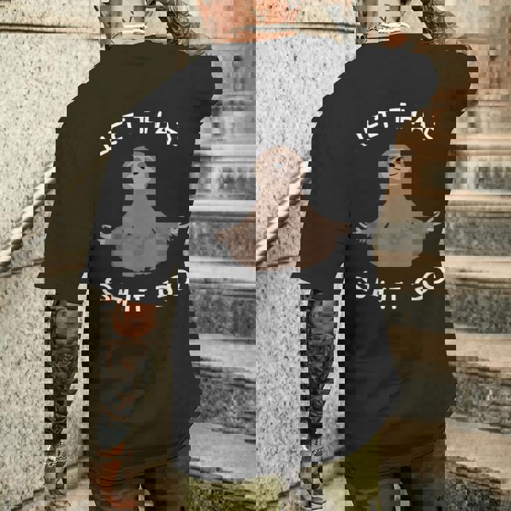 Let Thathit Go 面白い 瞑想 ナマケモノ ヨガ 陽気な メンズTシャツ バックプリント 彼への贈り物