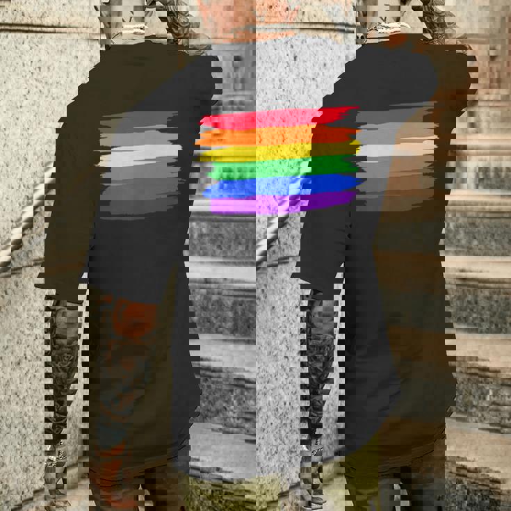 Lgbt ハートにレインボーフラッグ メンズTシャツ バックプリント 彼への贈り物