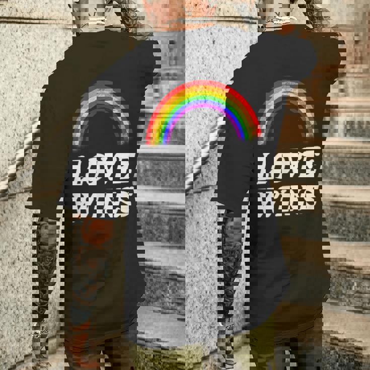 Lgbt フラッグ プライド ポケット レインボー Love Wins パーティー レインボー メンズTシャツ バックプリント 彼への贈り物