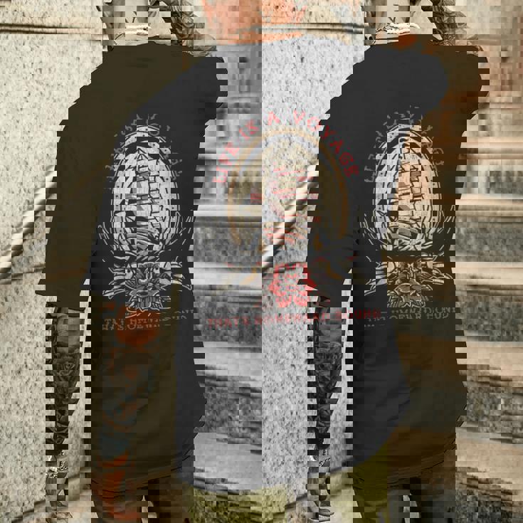 Life Is Aoyage オールドスクール セーリング船 タトゥーデザイン メンズTシャツ バックプリント 彼への贈り物