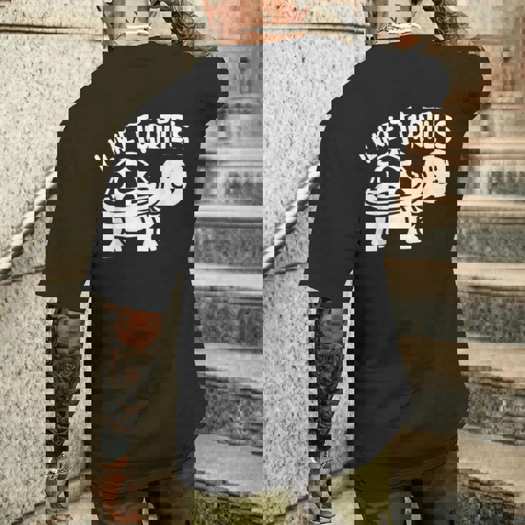 I Like Turtles かわいい 亀 愛 亀 海 動物 好き メンズTシャツ バックプリント 彼への贈り物