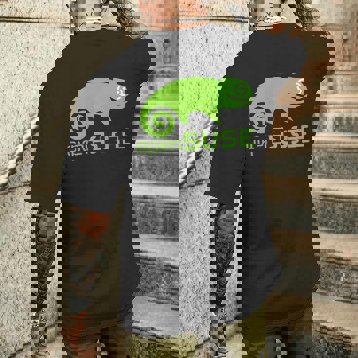 Linux Opensuse ラバーtシャツ タグライン&ロゴ オープンソースos メンズTシャツ バックプリント 彼への贈り物