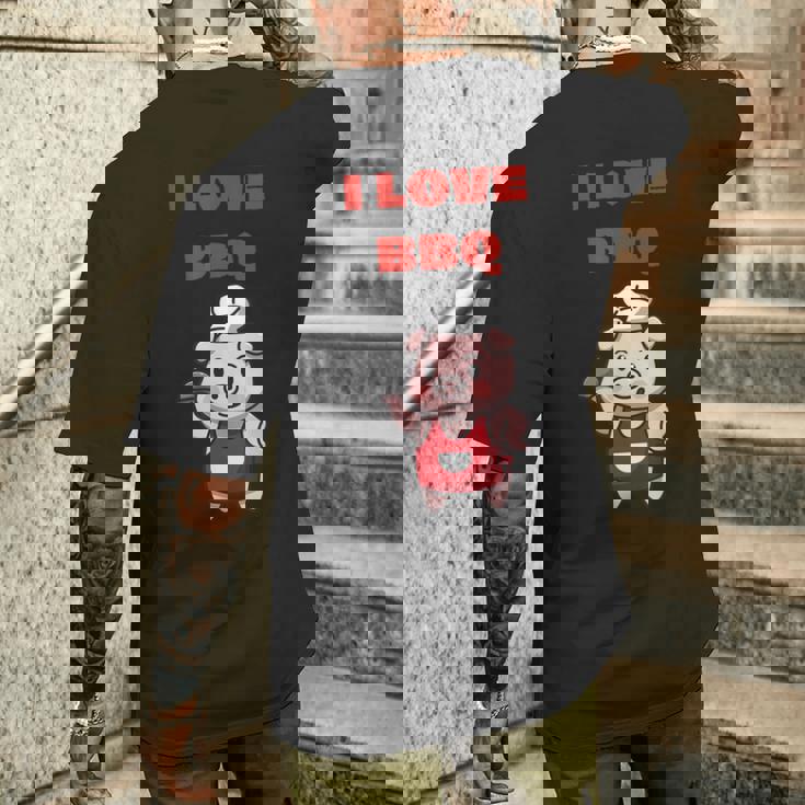 I Love Bbq グリル & スモーカー メンズTシャツ バックプリント 彼への贈り物