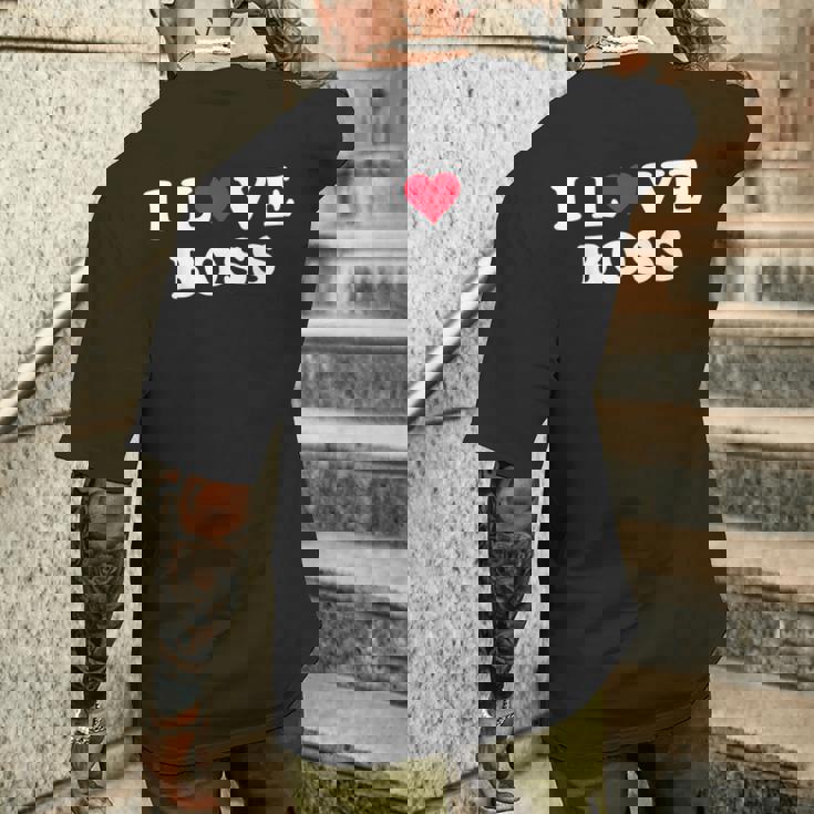 I Love Boss マッチング ガールフレンド&ボーイフレンド ボス名 メンズTシャツ バックプリント 彼への贈り物