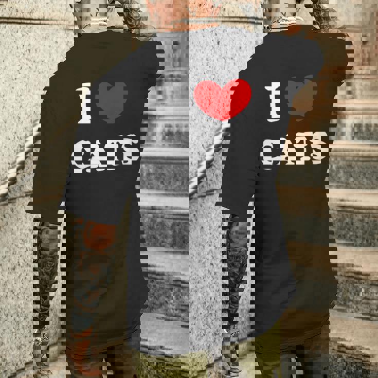 I Love Cats I Heart Cats メンズTシャツ バックプリント 彼への贈り物