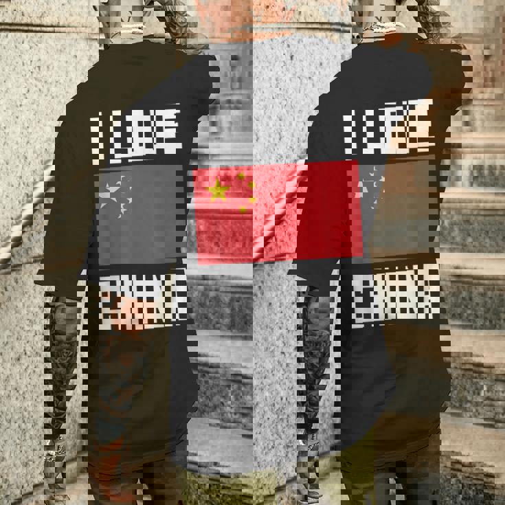 I Love China I Heart China 家族旅行 中国国旗 メンズTシャツ バックプリント 彼への贈り物