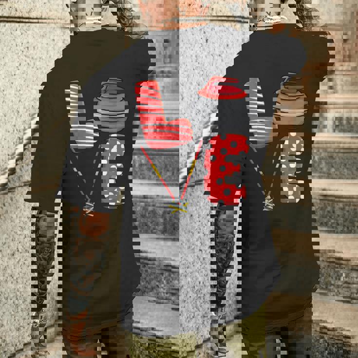 Love Curling ほうき スクワッド カーラー カーリング バレンタインデー メンズTシャツ バックプリント 彼への贈り物