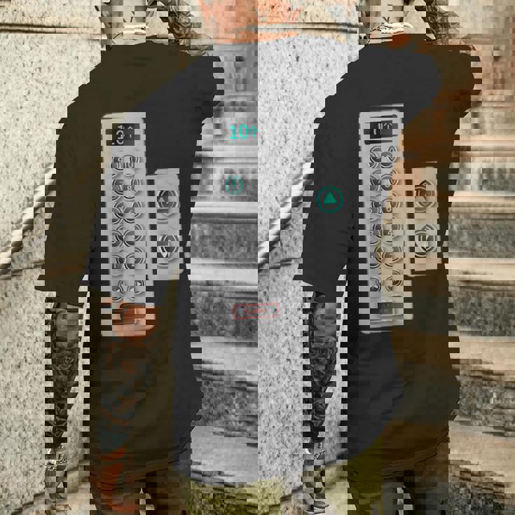 I Love Elevator ギフト かわいいエレベーターボタン メカニッククロージャー メンズTシャツ バックプリント 彼への贈り物