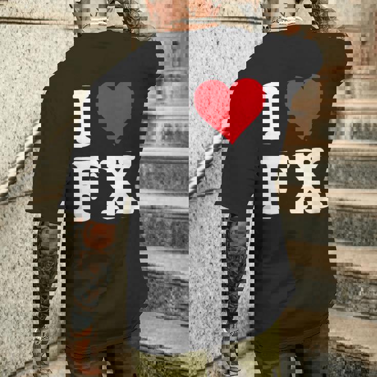 I Love Fx イニシャル I Heart FX 名前 F X メンズTシャツ バックプリント 彼への贈り物