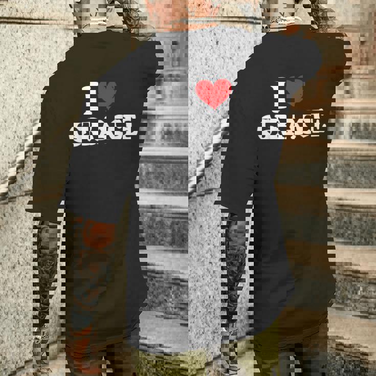 I Love Grace I Heart Grace ファーストネーム グレース ジョーク 面白い メンズTシャツ バックプリント 彼への贈り物