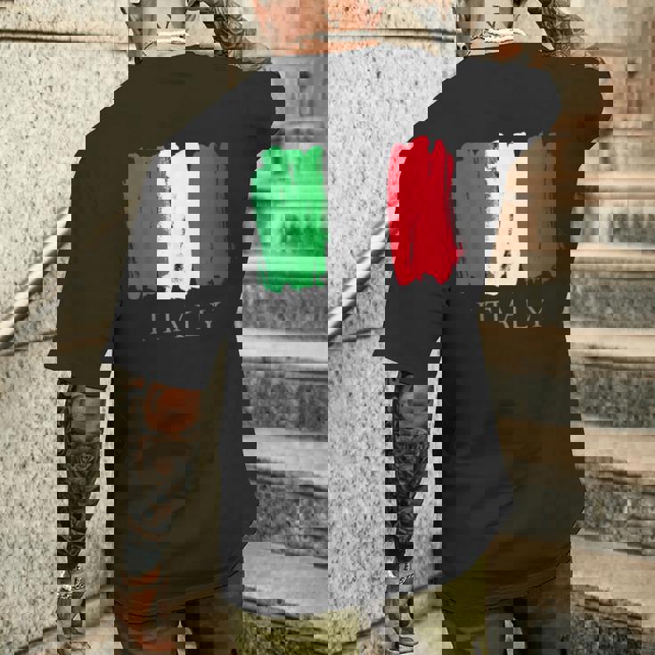 I Love Italy 、クールでキュートなイタリア国旗グラフィックデザイン メンズTシャツ バックプリント 彼への贈り物