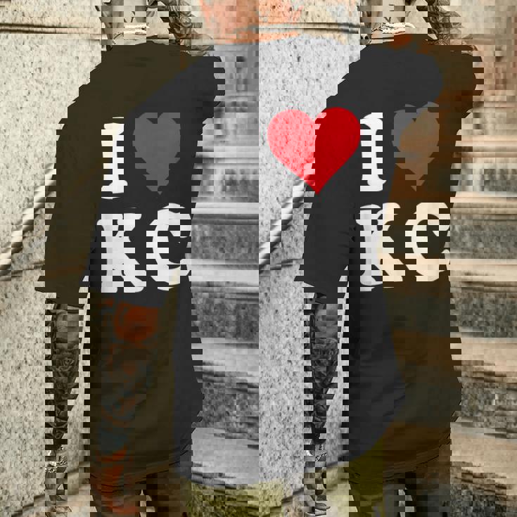 I Love Kc Initials I Heart KC First Last Name K C メンズTシャツ バックプリント 彼への贈り物
