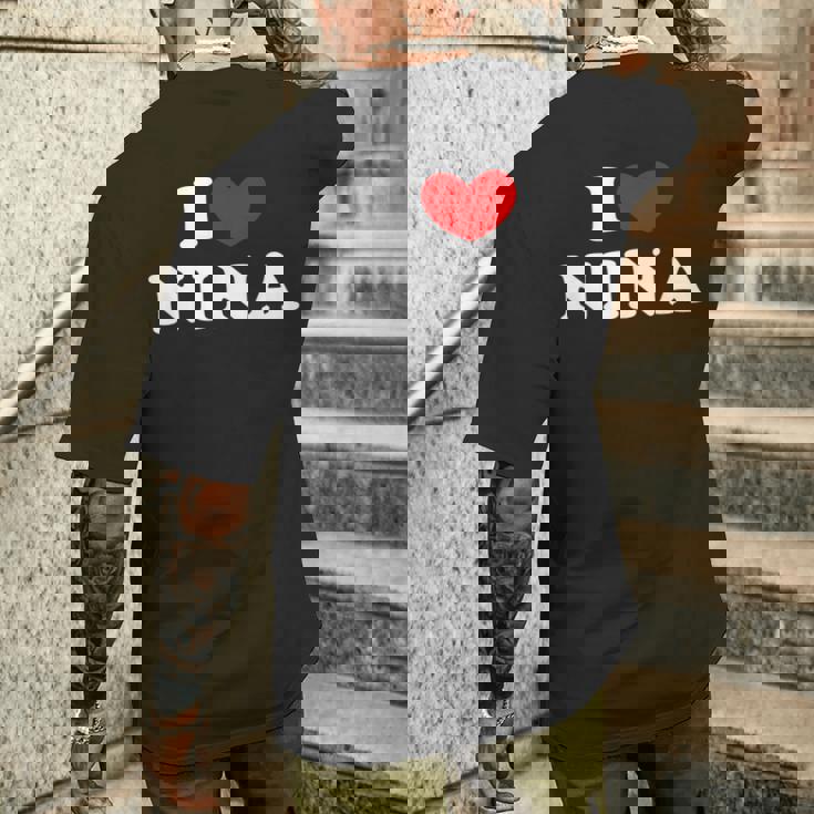 I Love Nina 私は愛する Nina メンズTシャツ バックプリント 彼への贈り物