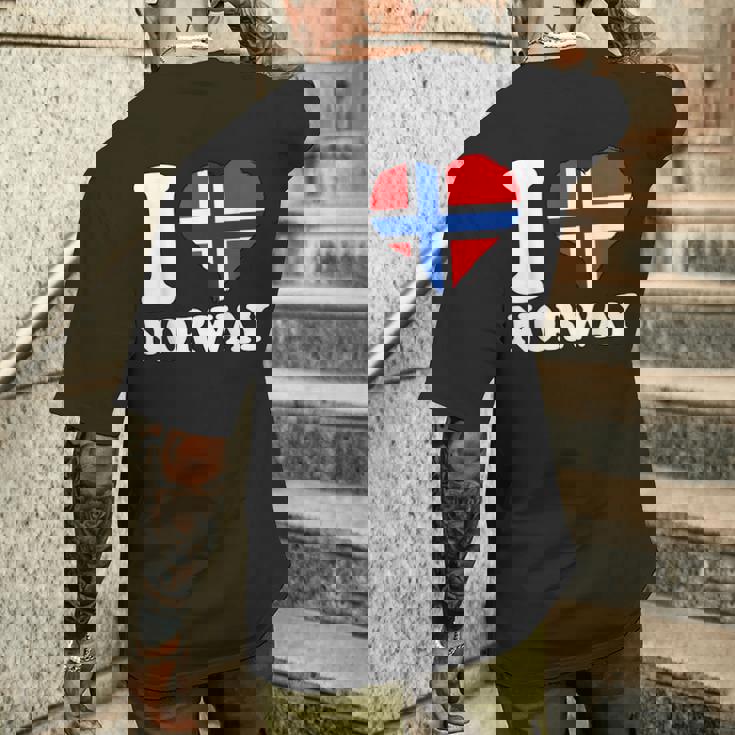 I Love Norwegian Pride ノルウェーのルーツ ノルウェー国旗 メンズTシャツ バックプリント 彼への贈り物