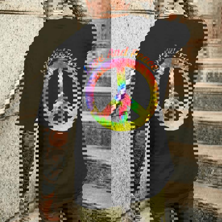 Love Peace 60年代70年代ヒッピーコスチューム Love Peace メンズTシャツ バックプリント 彼への贈り物