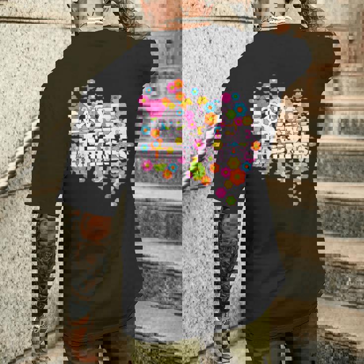 Love Peace Happiness 60年代70年代ヒッピーフラワーパワー メンズTシャツ バックプリント 彼への贈り物