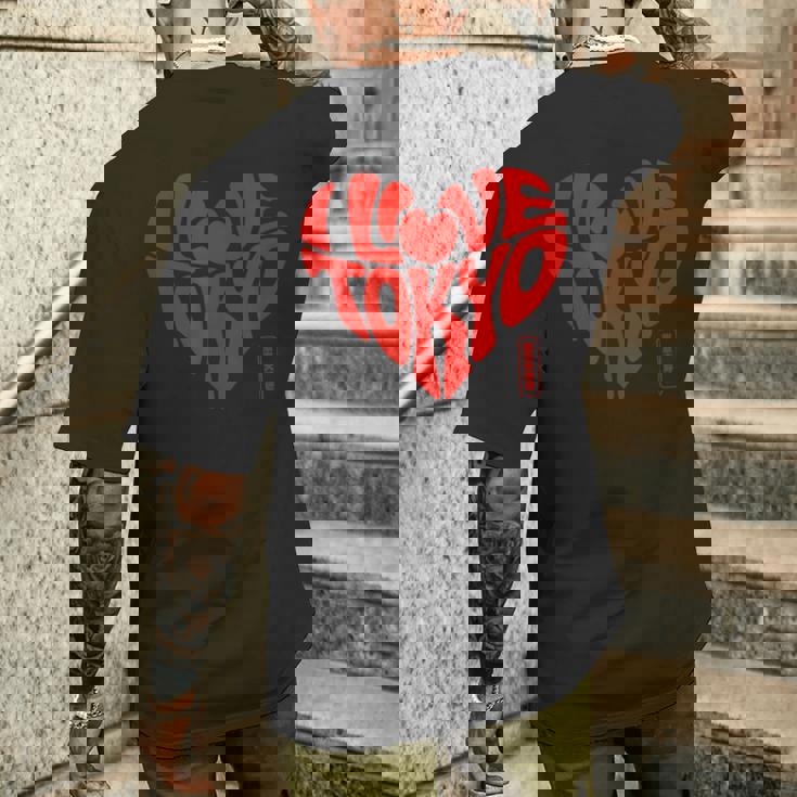 I Love Tokyo 日本の漢字文字 東京 日本 お土産 メンズTシャツ バックプリント 彼への贈り物