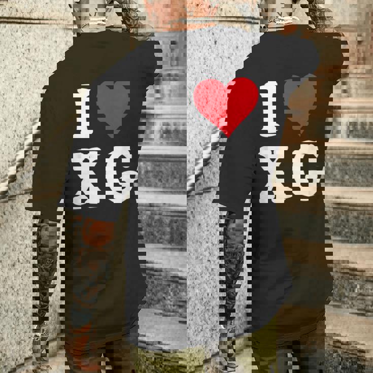I Love Xg Initials I Heart XG First Last Name X G メンズTシャツ バックプリント 彼への贈り物
