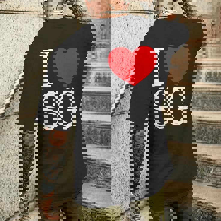 I Love ハートg メンズTシャツ バックプリント 彼への贈り物