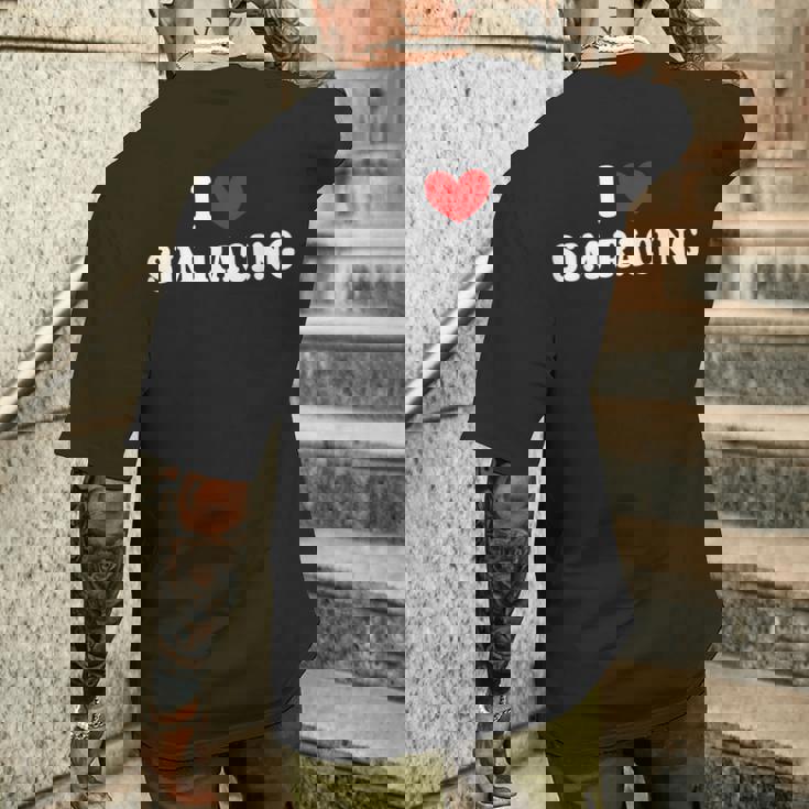 I Loveim Racing ゲームホイールレースシミュレーター シムレーサー メンズTシャツ バックプリント 彼への贈り物