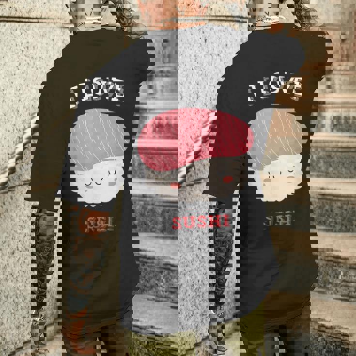 I Loveushi I Loveushi Japan Food 巻にぎり魚 メンズTシャツ バックプリント 彼への贈り物