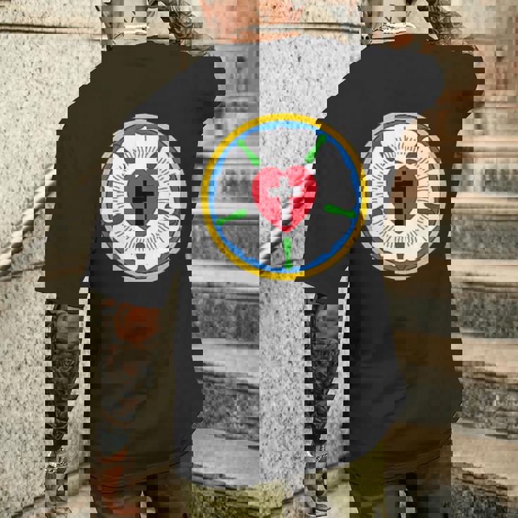 Lutheran Church Luther Roseeal ロゴ エンブレム メンズTシャツ バックプリント 彼への贈り物