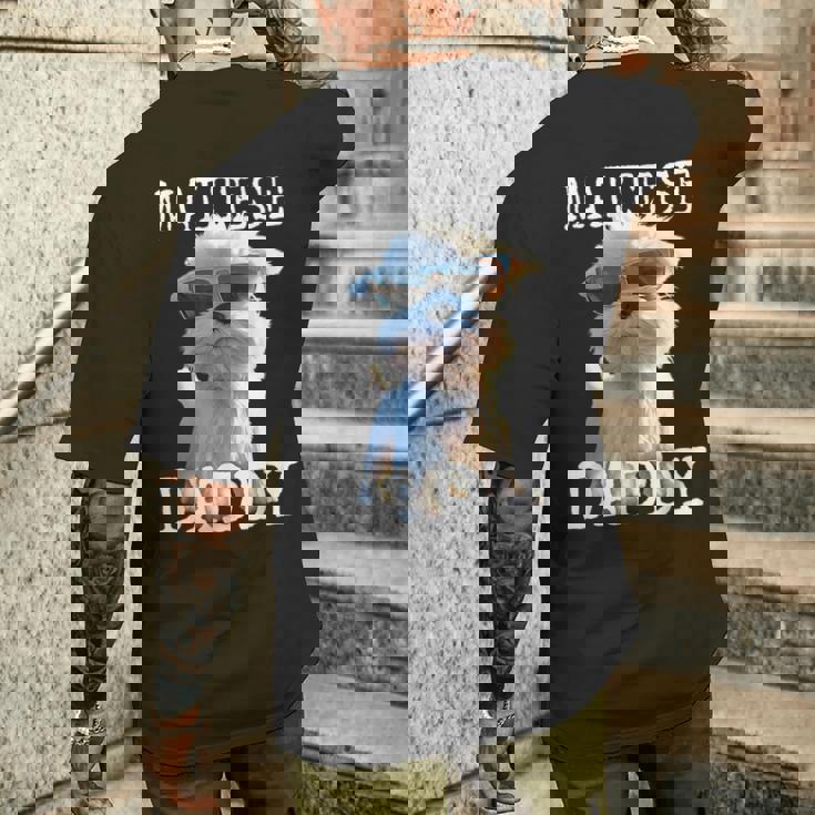 Maltese Daddyマルチーズ お父さん 犬 お父さん 父の日 お父さん スウィート・マルチーズ メンズTシャツ バックプリント 彼への贈り物