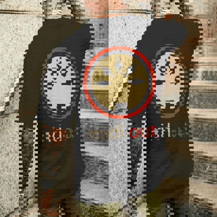 Midi Out 5極 Din オーディオシンセサイザー ヴィンテージステレオ メンズTシャツ バックプリント 彼への贈り物