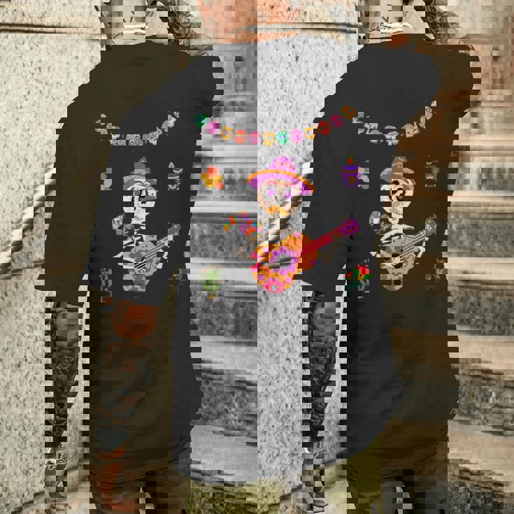 Mignon Dia De Los Muertos Guitare Mexicainequelette Enucre Pour Enfants T-shirt imprimé au dos Cadeaux pour lui