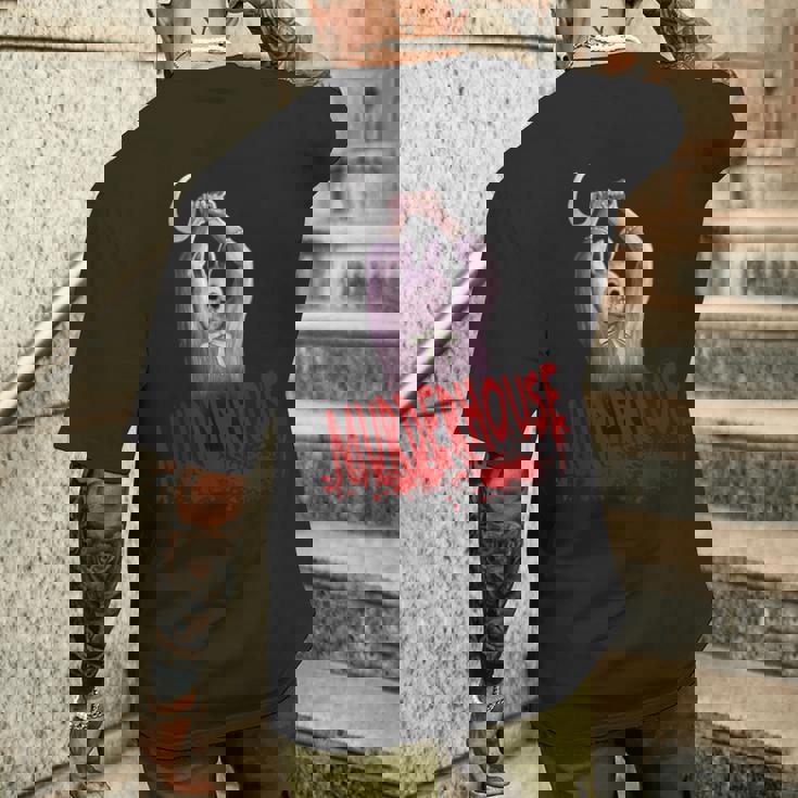 Murder House イースターバニー サバイバル ホラー ゲーム マニアック メンズTシャツ バックプリント 彼への贈り物