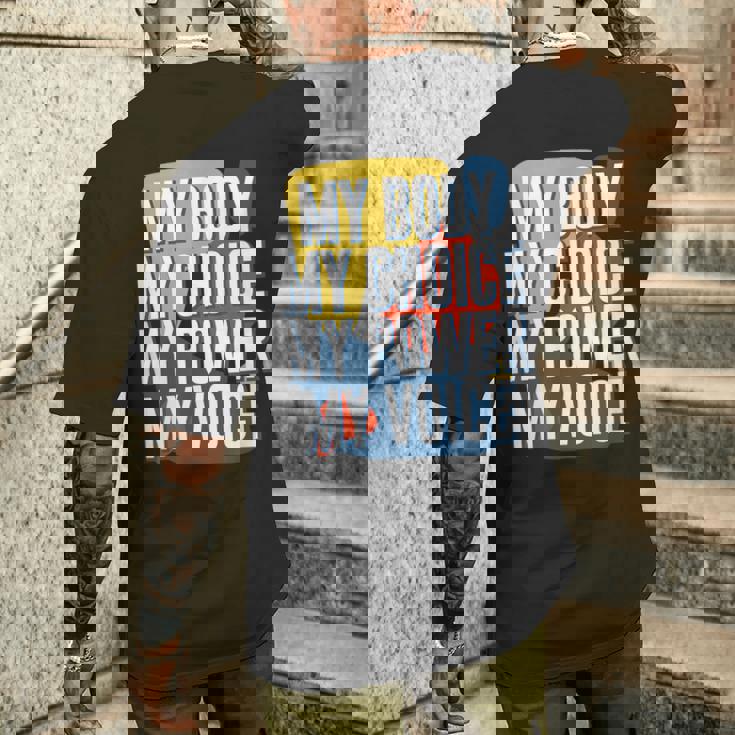 My Body Choice Power Andoice フェミニストポジティブ メンズTシャツ バックプリント 彼への贈り物