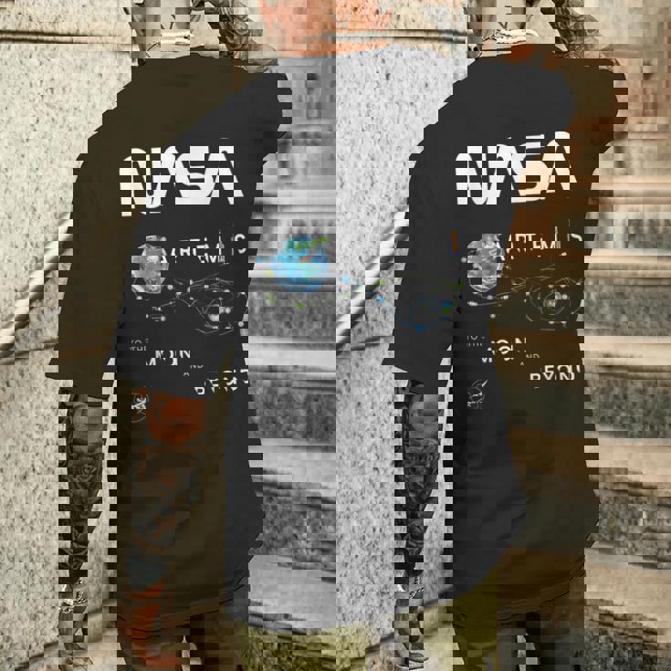 Nasa アルテミスミッション探査記章ワームロゴ メンズTシャツ バックプリント 彼への贈り物